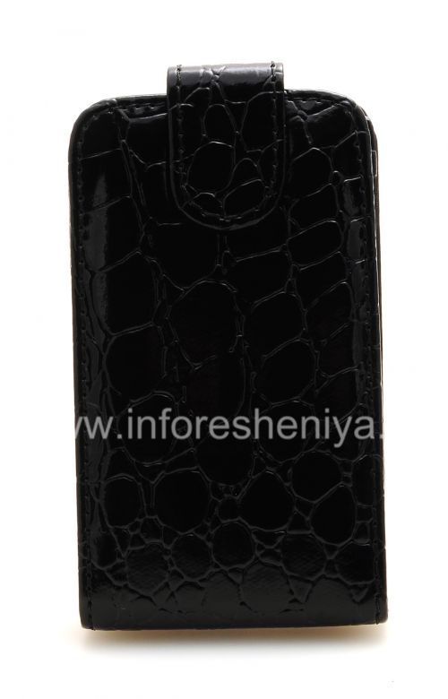 Photogallery for BlackBerry 9800 / 9810 Torch জন্য উল্লম্ব খোলার সঙ্গে চামড়া ক্ষেত্রে কভার, কালো &quot;কুমির&quot; product