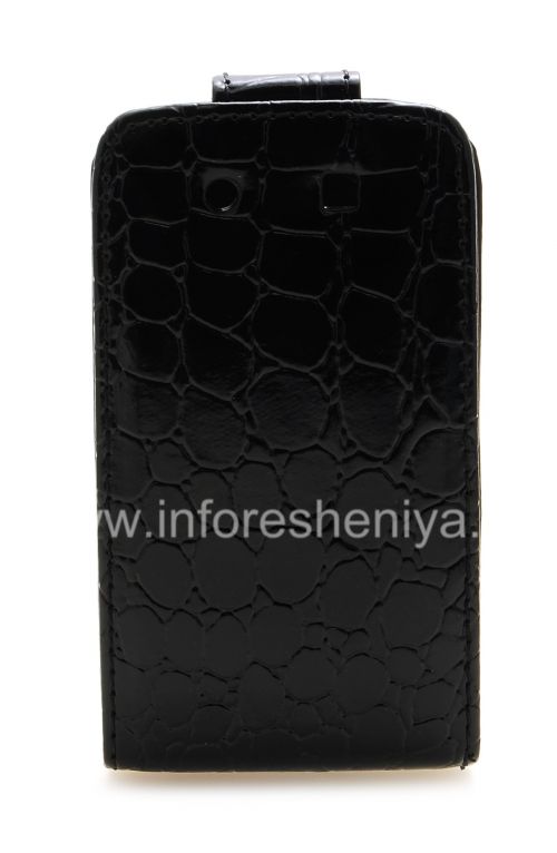 Photogallery for BlackBerry 9800 / 9810 Torch জন্য উল্লম্ব খোলার সঙ্গে চামড়া ক্ষেত্রে কভার, কালো &quot;কুমির&quot; product
