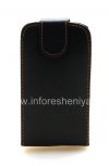 Photo 1 — Ledertasche mit vertikale Öffnung Abdeckung für Blackberry 9800/9810 Torch, Schwarz mit feiner Struktur