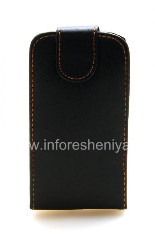 Photogallery for BlackBerry 9800 / 9810 Torch জন্য উল্লম্ব খোলার সঙ্গে চামড়া ক্ষেত্রে কভার, জরিমানা জমিন কালো product
