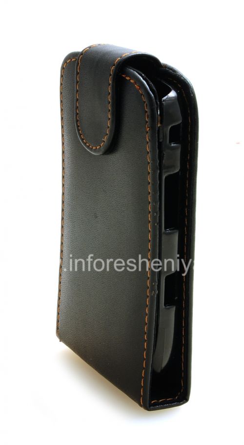 Photogallery for BlackBerry 9800 / 9810 Torch জন্য উল্লম্ব খোলার সঙ্গে চামড়া ক্ষেত্রে কভার, জরিমানা জমিন কালো product