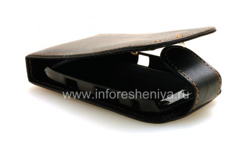 Photogallery for BlackBerry 9800 / 9810 Torch জন্য উল্লম্ব খোলার সঙ্গে চামড়া ক্ষেত্রে কভার, জরিমানা জমিন কালো product