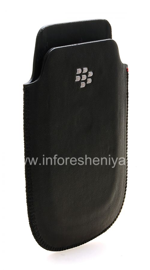Photogallery for Leather Case-pocket BlackBerry logo for BlackBerry 9800 / 9810 Torch, Black, fine texture, metallic logo product
