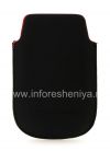 Photo 2 — Leder Case-Tasche BlackBerry Logo für BlackBerry 9800 / 9810 Torch, Schwarz mit rotem Streifen, Major Textur, Metall-Logo