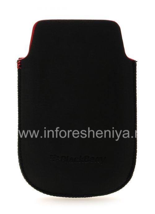 Photogallery for Leather Case-pocket BlackBerry logo for BlackBerry 9800 / 9810 Torch, Black with red stripe, large texture, metal logo product