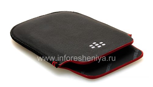 Photogallery for Leather Case-pocket BlackBerry logo for BlackBerry 9800 / 9810 Torch, Black with red stripe, large texture, metal logo product