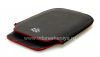 Photo 6 — Leder Case-Tasche BlackBerry Logo für BlackBerry 9800 / 9810 Torch, Schwarz mit rotem Streifen, Major Textur, Metall-Logo