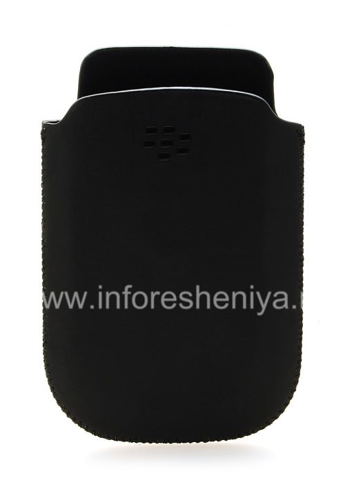 Photogallery for Leather Case-pocket BlackBerry logo for BlackBerry 9800 / 9810 Torch, Black, fine texture, black plastic logo product