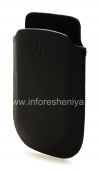 Photo 3 — Leder Case-Tasche BlackBerry Logo für BlackBerry 9800 / 9810 Torch, Schwarz, feine Textur, schwarzer Kunststoff-Logo