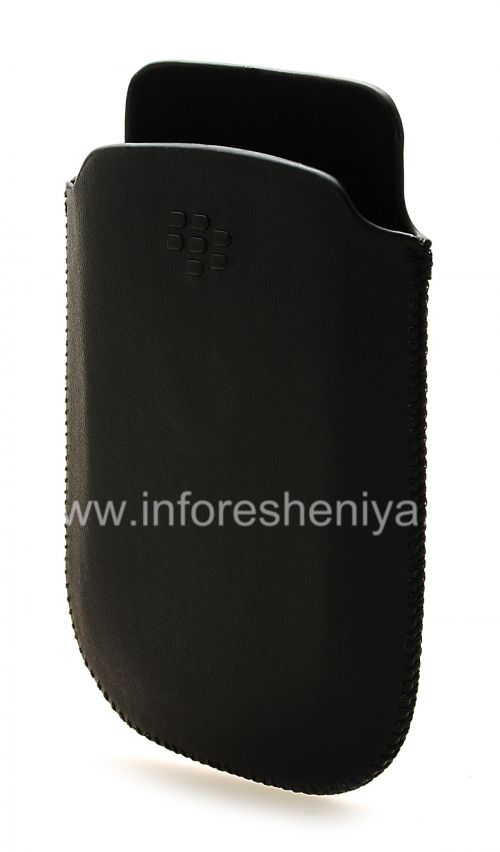 Photogallery for Leather Case-pocket BlackBerry logo for BlackBerry 9800 / 9810 Torch, Black, fine texture, black plastic logo product