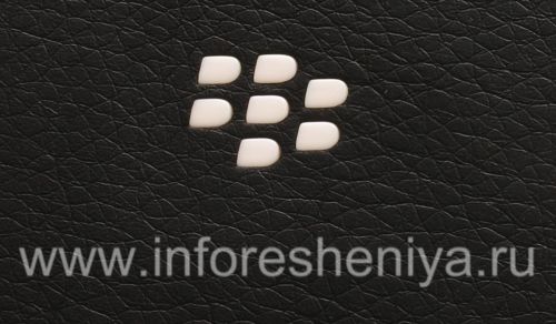 Photogallery for Leather Case-pocket BlackBerry logo for BlackBerry 9800 / 9810 Torch, Black, Large texture, white plastic logo product