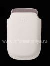 Photo 1 — Leder Case-Tasche BlackBerry Logo für BlackBerry 9800 / 9810 Torch, Weiß, Große Textur, weiße Kunststoff-Logo