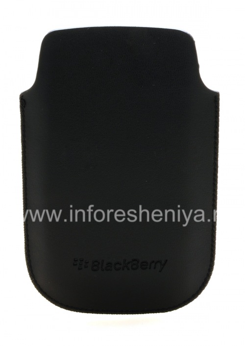Photogallery for Leather Case-pocket with a white logo for BlackBerry BlackBerry 9800 / 9810 Torch, Black, fine texture, white plastic logo product