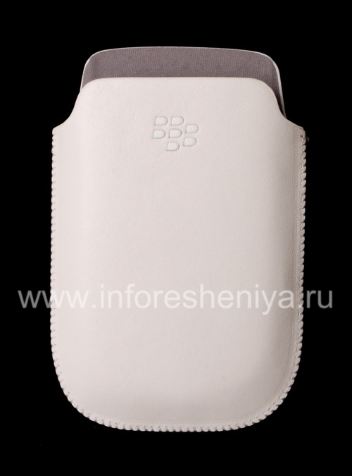Photogallery for Leather Case-pocket with a white logo for BlackBerry BlackBerry 9800 / 9810 Torch, White, fine texture, white plastic logo product