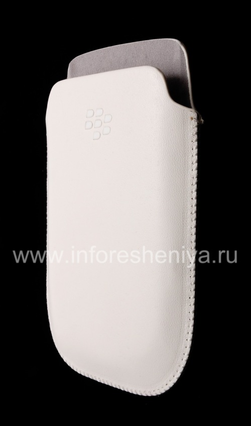 Photogallery for Leather Case-pocket with a white logo for BlackBerry BlackBerry 9800 / 9810 Torch, White, fine texture, white plastic logo product