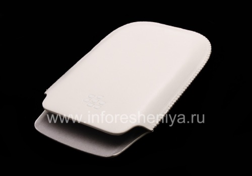 Photogallery for Leather Case-pocket with a white logo for BlackBerry BlackBerry 9800 / 9810 Torch, White, fine texture, white plastic logo product