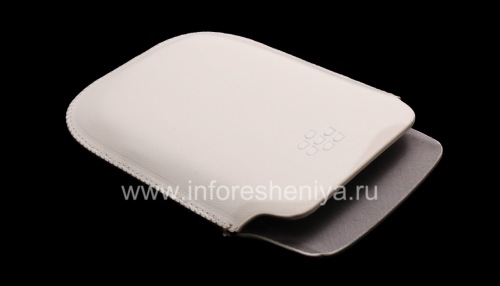Photogallery for Leather Case-pocket with a white logo for BlackBerry BlackBerry 9800 / 9810 Torch, White, fine texture, white plastic logo product