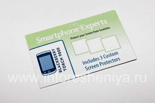 Photogallery for ब्लैकबेरी Torch 9800/9810 Torch के लिए ब्रांडेड Smartphone Experts सुरक्षात्मक फिल्म (3 टुकड़े), पारदर्शक product
