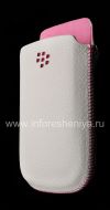 Photo 3 — Cuir d'origine Case-poche Pocket en cuir pour BlackBerry 9800/9810 Torch, Blanc / Rose (Blanc / Rose Accents)