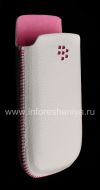 Photo 4 — Cuir d'origine Case-poche Pocket en cuir pour BlackBerry 9800/9810 Torch, Blanc / Rose (Blanc / Rose Accents)