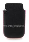 Photo 2 — BlackBerry 9800 / 9810 Torch জন্য মূল চামড়া কেস পকেট লেদার পকেট, কালো / পিঙ্ক (W / পিঙ্ক স্বরাঘাত কালো)