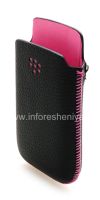 Photo 3 — Caso de cuero original de desembolso de bolsillo de cuero para BlackBerry 9800/9810 Torch, Negro / Rosa (Negro w / Pink Acentos)