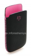 Photo 4 — Original-Leder-Kasten-Tasche Ledertasche für Blackberry 9800/9810 Torch, Schwarz / Pink (Black w / rosa Akzenten)