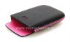 Photo 7 — Asli Leather Case-saku Kulit Pocket untuk BlackBerry 9800 / 9810 Torch, Black / Pink (Black w / Pink Aksen)