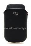 De cuero original del caso de bolsillo Pocket logotipo de metal de cuero para BlackBerry 9800/9810 Torch, Negro (negro)
