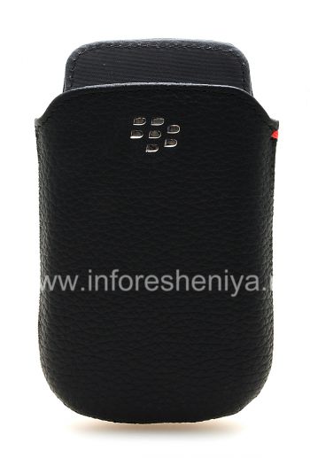 BlackBerry 9800 / 9810 Torch জন্য ধাতু পকেট লেদার পকেট লোগো সহ মূল চামড়া কেস