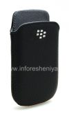 Photo 4 — BlackBerry 9800 / 9810 Torch জন্য ধাতু পকেট লেদার পকেট লোগো সহ মূল চামড়া কেস, ব্ল্যাক (কালো)
