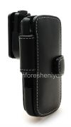 Photo 3 — Signature cuir à la main de cas Monaco flip / livre étui en cuir de type pour BlackBerry 9800/9810 Torch, Noir (Black), ouverture horizontale (Livre)