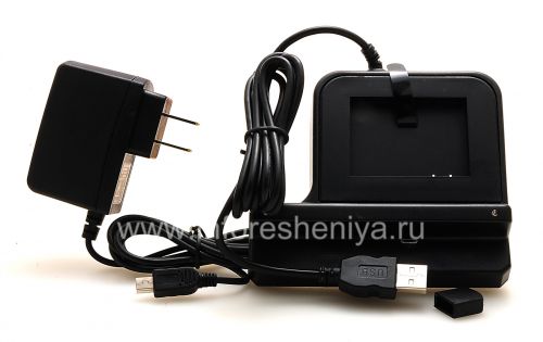 Photogallery for Proprietary docking station for charging the phone and battery Mobi Products Cradle for BlackBerry 9800/9810 Torch, The black product