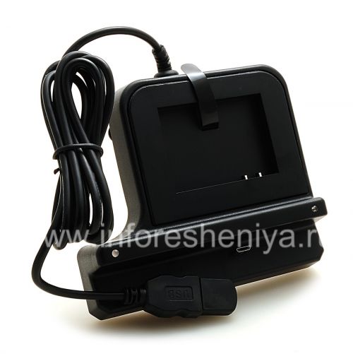 Photogallery for Proprietary docking station for charging the phone and battery Mobi Products Cradle for BlackBerry 9800/9810 Torch, The black product