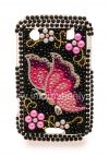 Photo 1 — Plastic bag-cover with rhinestones for BlackBerry 9900/9930 Bold Touch, Butterfly, Black