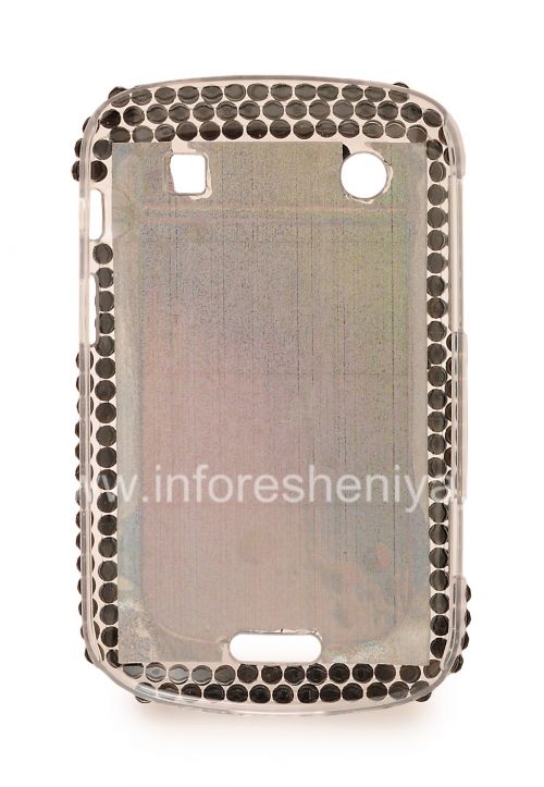 Photogallery for ब्लैकबेरी 9900/9930 Bold टच के लिए स्फटिक के साथ प्लास्टिक बैग कवर, तितली, काला product
