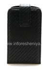 Photo 1 — Leather case cover with vertical opening for BlackBerry 9900/9930 Bold Touch, Black texture "Carbon Fiber"