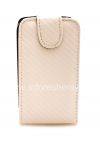 Photo 1 — Leather case cover with vertical opening for BlackBerry 9900/9930 Bold Touch, White, Texture "Carbon Fiber"