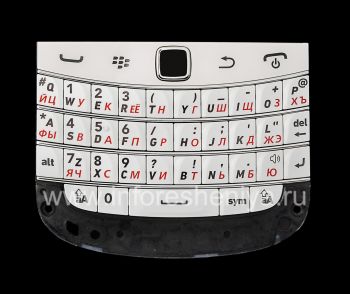 Putih perakitan Keyboard Rusia dengan papan dan trackpad BlackBerry 9900 / 9930 Bold Sentuh