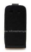 Photo 2 — kasus penutup kulit dengan membuka vertikal untuk BlackBerry 9850 / 9860 Torch, Hitam dengan tekstur kain