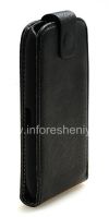 Photo 4 — kasus penutup kulit dengan membuka vertikal untuk BlackBerry 9850 / 9860 Torch, Hitam dengan tekstur kain