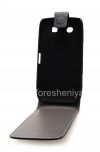 Photo 8 — kasus penutup kulit dengan membuka vertikal untuk BlackBerry 9850 / 9860 Torch, Hitam dengan tekstur kain