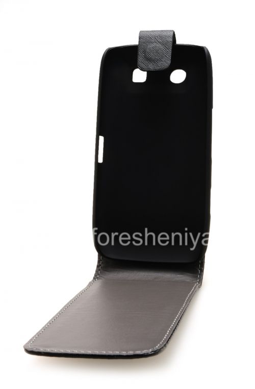Photogallery for Housse en cuir avec couvercle à ouverture verticale pour BlackBerry 9850/9860 Torch, Noir avec une texture en lin product