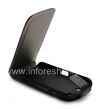 Photo 9 — kasus penutup kulit dengan membuka vertikal untuk BlackBerry 9850 / 9860 Torch, Hitam dengan tekstur kain