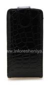 Photo 1 — kasus penutup kulit dengan membuka vertikal untuk BlackBerry 9850 / 9860 Torch, Hitam "Buaya"
