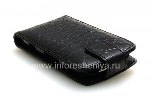 Photogallery for Housse en cuir avec couvercle à ouverture verticale pour BlackBerry 9850/9860 Torch, Black &quot;Crocodile&quot; product