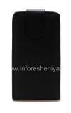 Photo 1 — kasus penutup kulit dengan membuka vertikal untuk BlackBerry 9850 / 9860 Torch, Hitam dengan tekstur halus