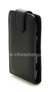Photo 3 — kasus penutup kulit dengan membuka vertikal untuk BlackBerry 9850 / 9860 Torch, Hitam dengan tekstur halus