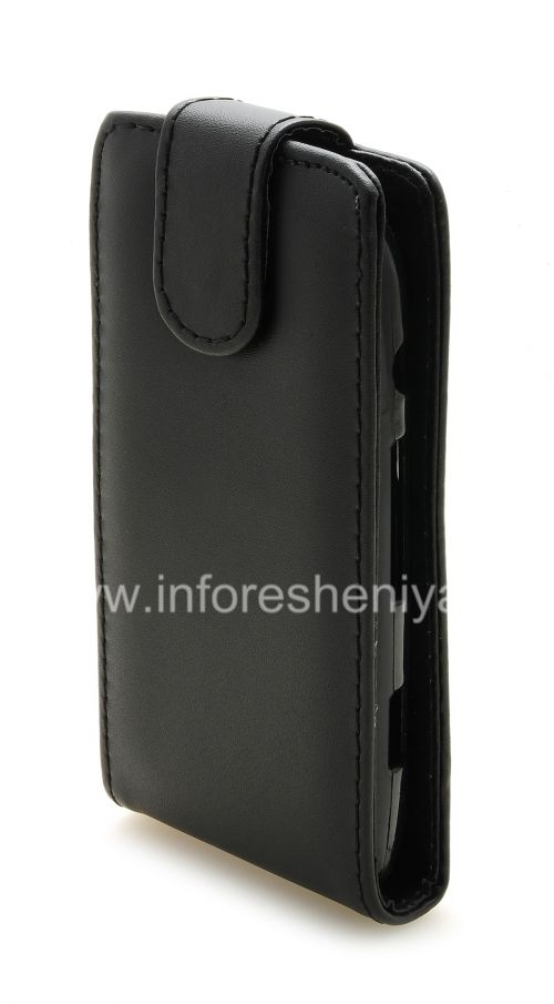 Photogallery for Housse en cuir avec couvercle à ouverture verticale pour BlackBerry 9850/9860 Torch, Noir avec texture fine product