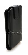 Photo 4 — kasus penutup kulit dengan membuka vertikal untuk BlackBerry 9850 / 9860 Torch, Hitam dengan tekstur halus